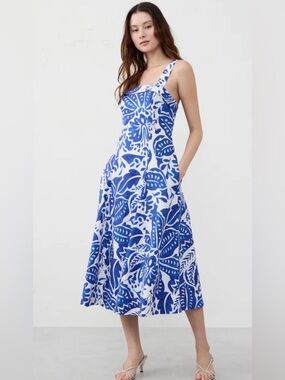 Banana Republic Blue and White Floral Midi Dress